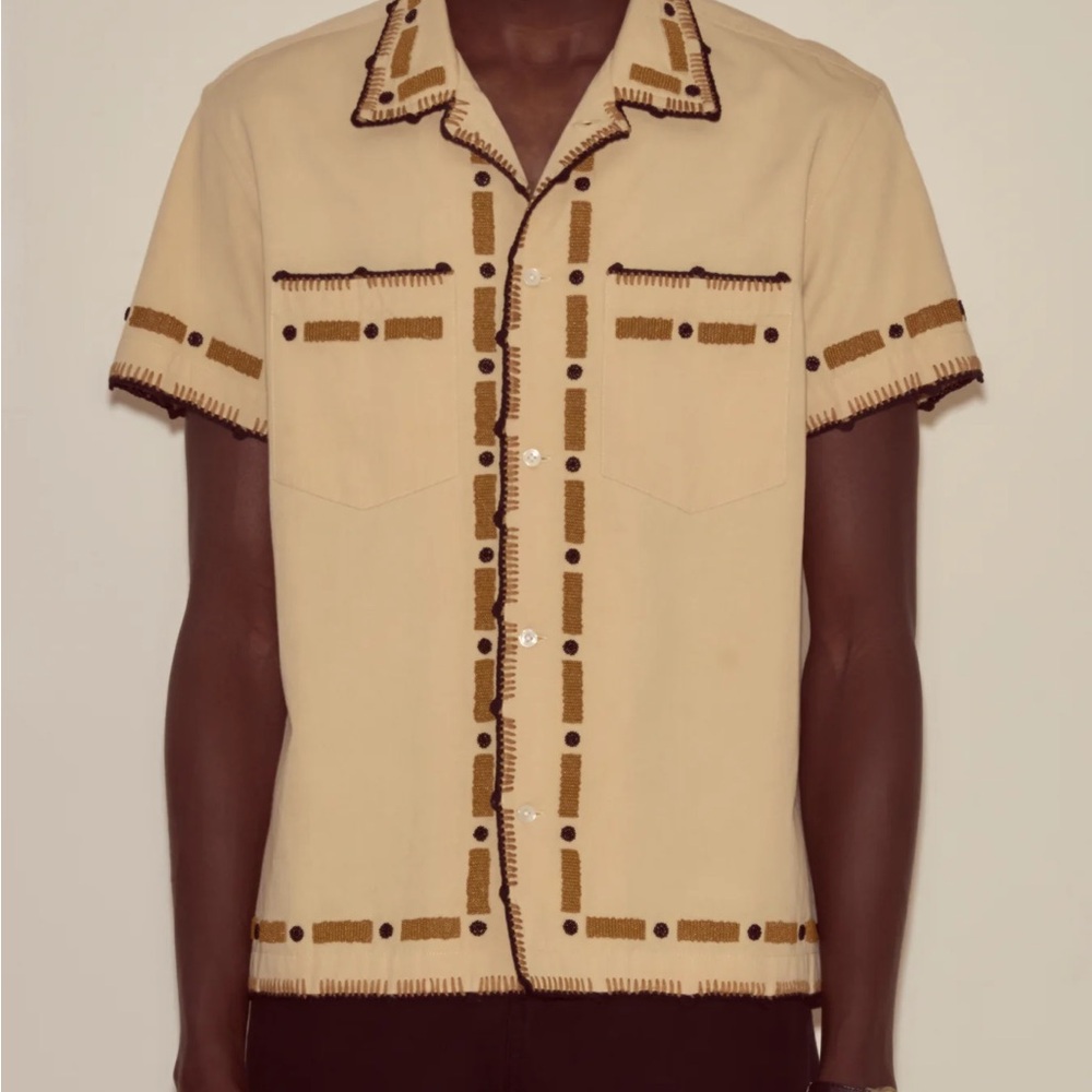 Men's Casual Tan Button Down Shirt